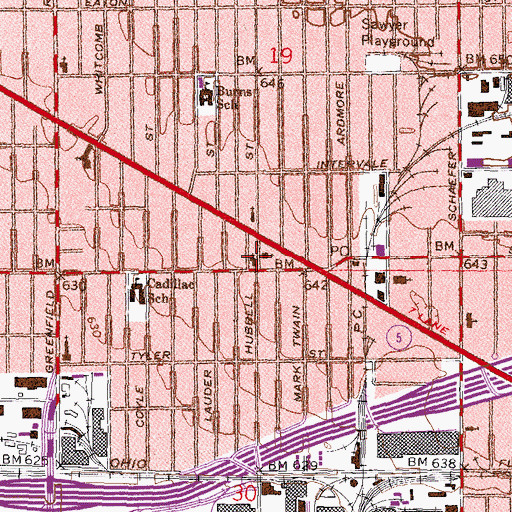 Topographic Map of The Caring Temple Baptist Church, MI