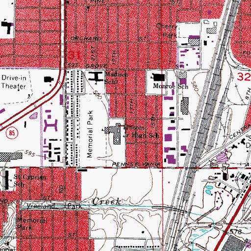 Topographic Map of The Lincoln Center, MI