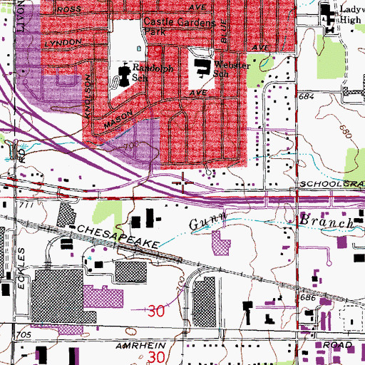 Topographic Map of The New Five Village Shopping Center, MI