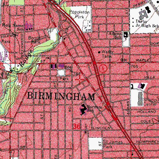 Topographic Map of The Plaza Picadilly Shopping Center, MI
