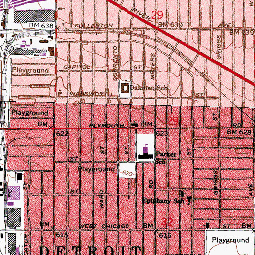 Topographic Map of Third Mission Baptist Church, MI