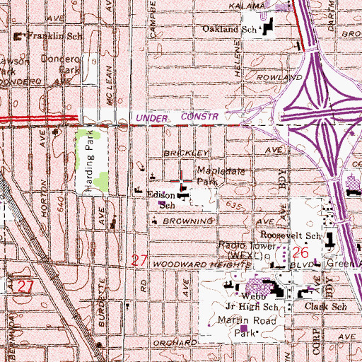 Topographic Map of Thomas A Edison School, MI