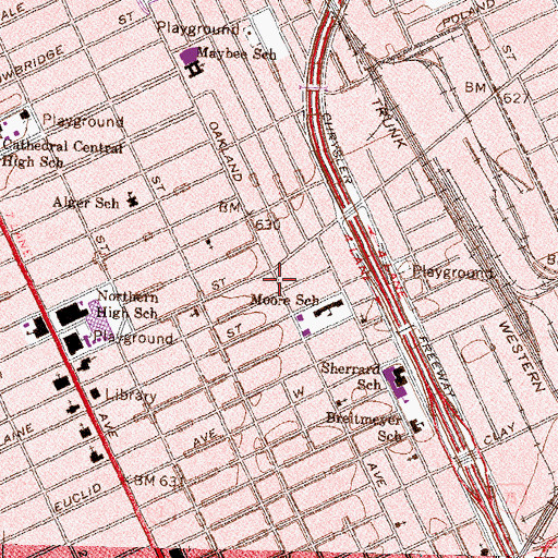 Topographic Map of Thomas Temple Church of God in Christ, MI