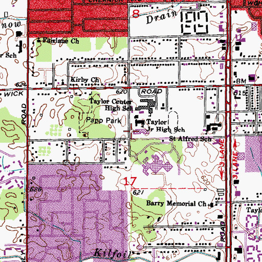 Topographic Map of Titan Alternative High School, MI