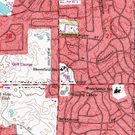 Topographic Map of Bloomfield Township Fire Department Station 5, MI