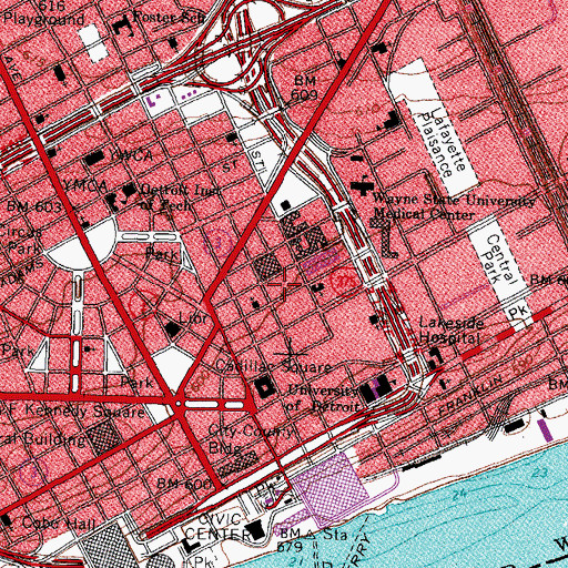 Topographic Map of Trappers Alley Shopping Center, MI