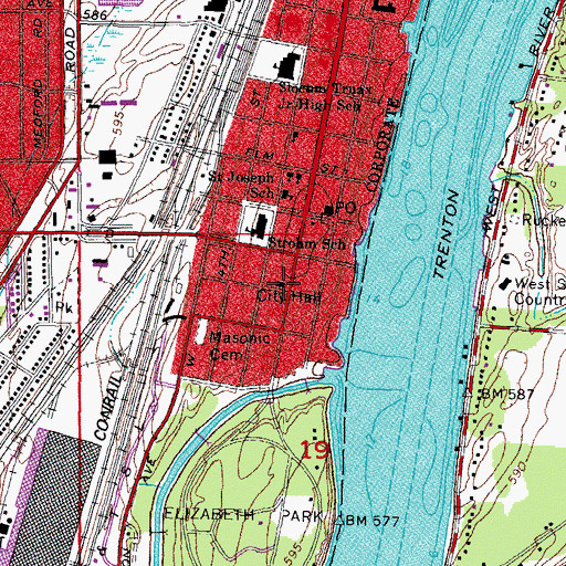 Topographic Map of Trenton Police Department, MI