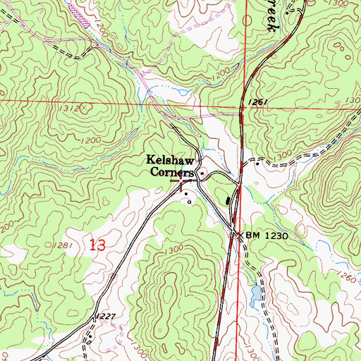 Topographic Map of Kelshaw Corners, CA