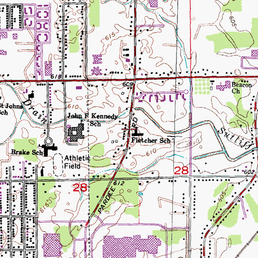 Topographic Map of Trillium Academy, MI