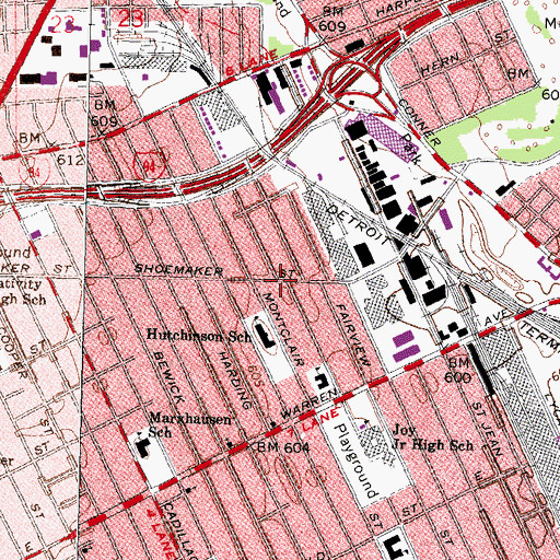 Topographic Map of Trinity Memorial Missionary Baptist Church, MI