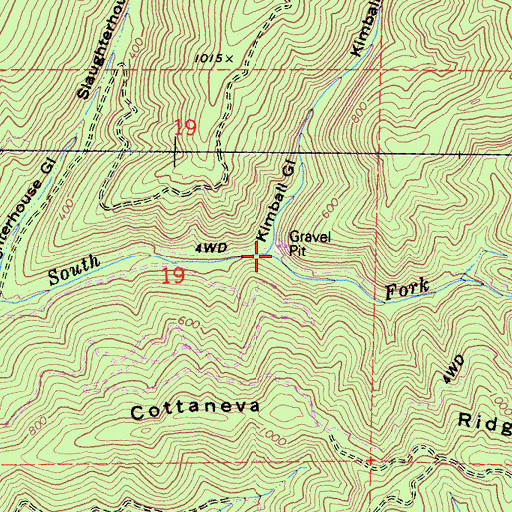 Topographic Map of Kimball Gulch, CA
