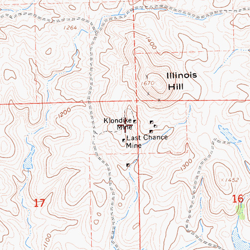 Topographic Map of Klondike Mine, CA