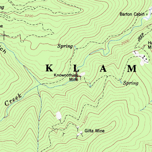 Topographic Map of Knownothing Mine, CA