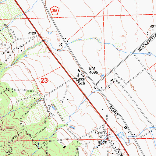 Topographic Map of Lake School, CA