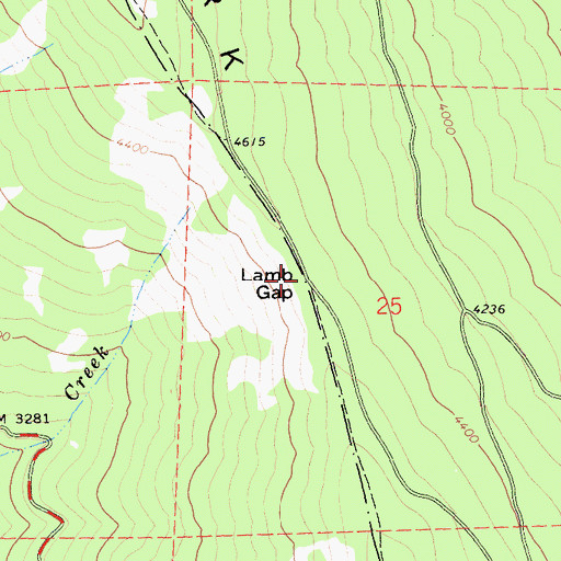 Topographic Map of Lamb Gap, CA