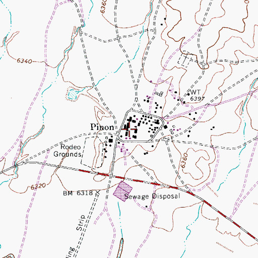 Topographic Map of Pinon Boarding School, AZ