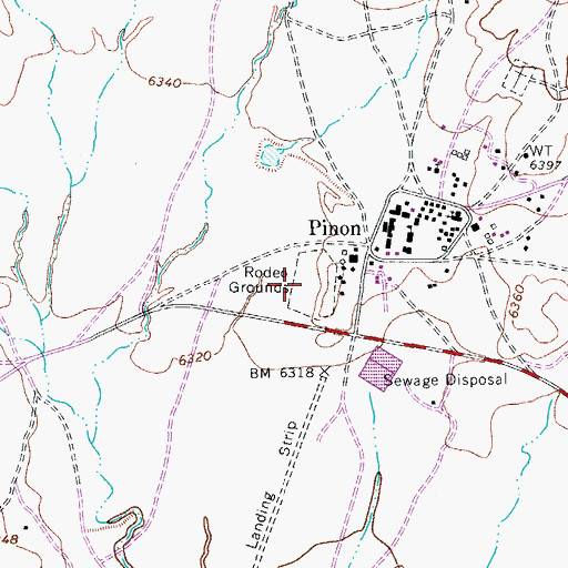 Topographic Map of Pinon Rodeo Grounds, AZ