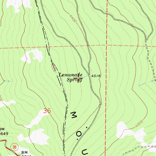 Topographic Map of Lemonade Spring, CA