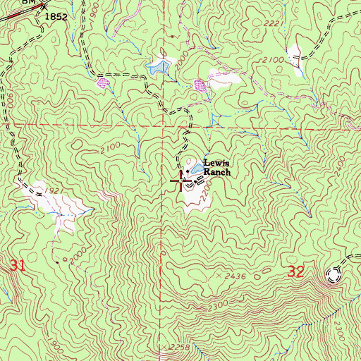 Topographic Map of Lewis Ranch, CA