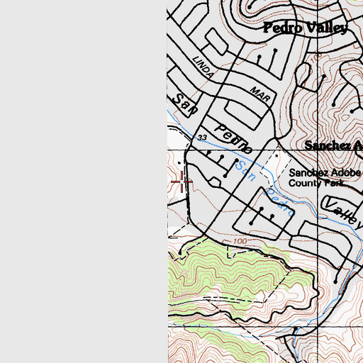 Topographic Map of Linda Mar Educational Center, CA