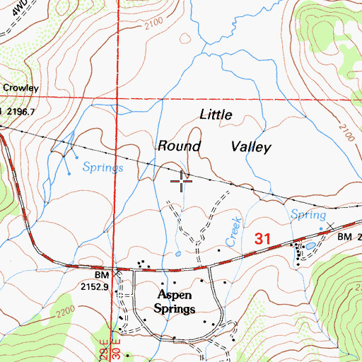 Topographic Map of Little Round Valley, CA