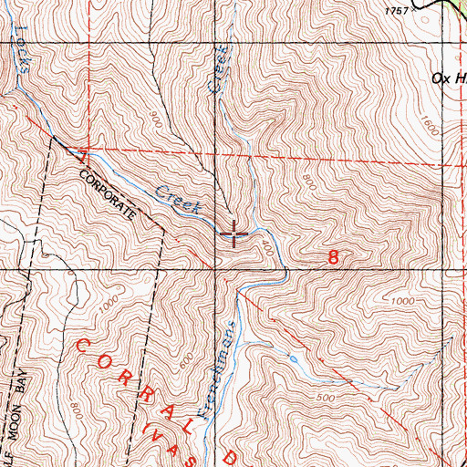 Topographic Map of Locks Creek, CA
