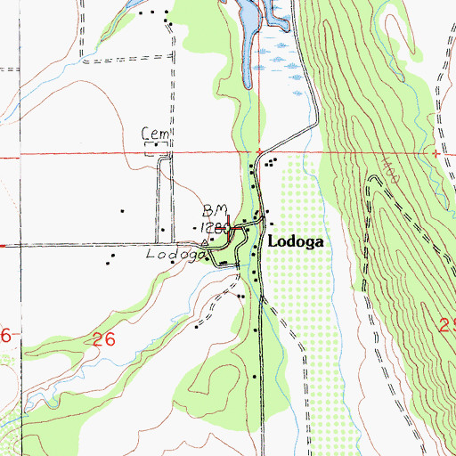 Topographic Map of Lodoga, CA