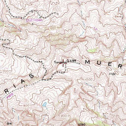 Topographic Map of Lomerias Muertas, CA
