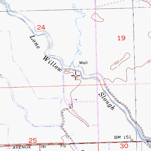 Topographic Map of Lone Willow Slough, CA