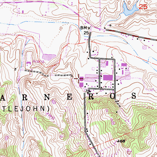 Topographic Map of Los Carneros, CA
