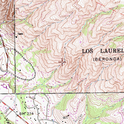 Topographic Map of Los Laurelles, CA