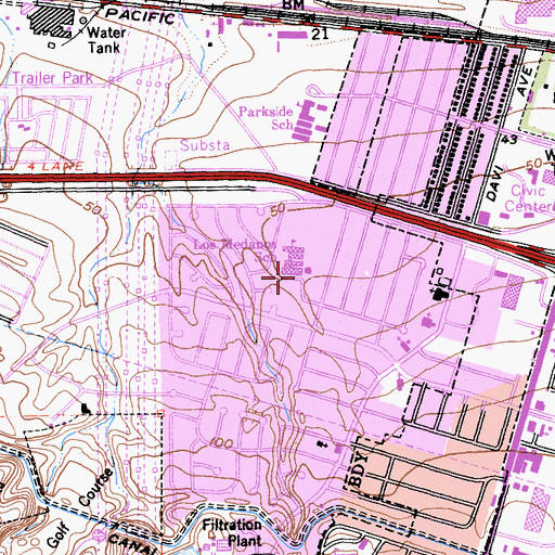 Topographic Map of Los Medanos Elementary School, CA
