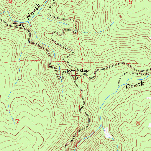 Topographic Map of Low Gap, CA