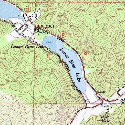 Topographic Map of Lower Blue Lake, CA