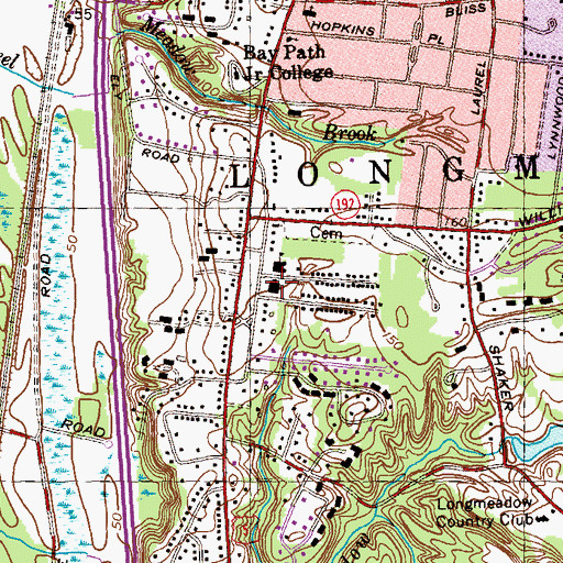 Topographic Map of Center School Library, MA