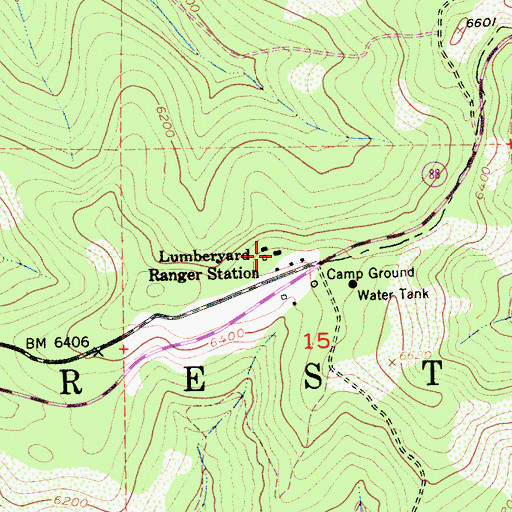 Topographic Map of Lumberyard Ranger Station, CA