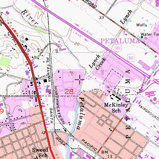 Topographic Map of Lynch Creek, CA