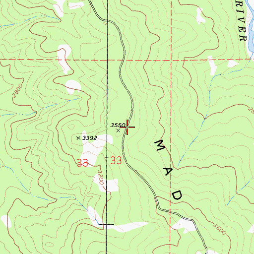 Topographic Map of Mad River Ridge, CA