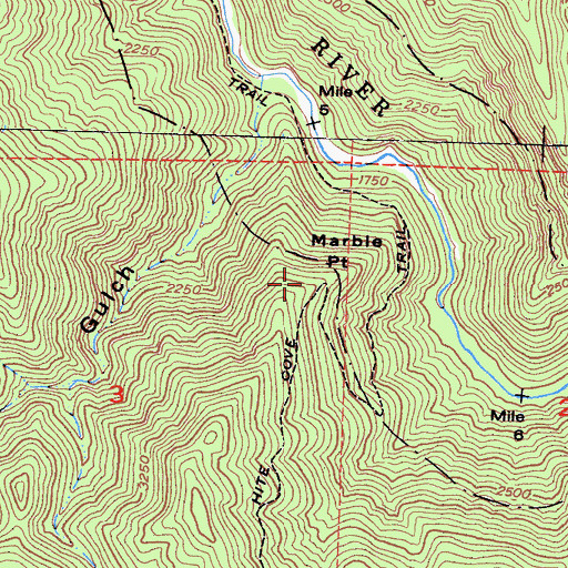 Topographic Map of Marble Point, CA