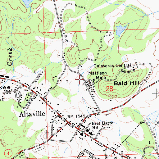 Topographic Map of Mattison Mine, CA