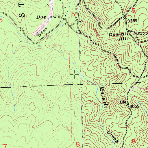 Topographic Map of Maxwell Creek, CA