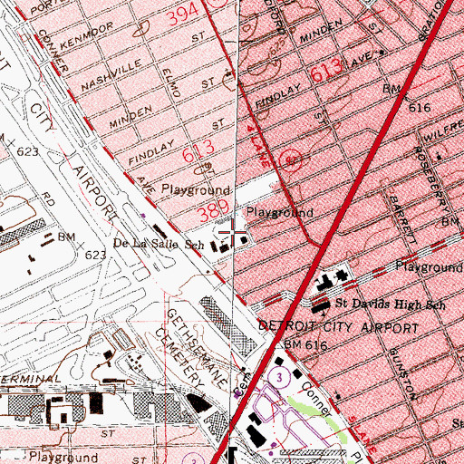 Topographic Map of Dove Academy of Detroit, MI
