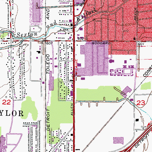 Topographic Map of Downriver Praise Center, MI