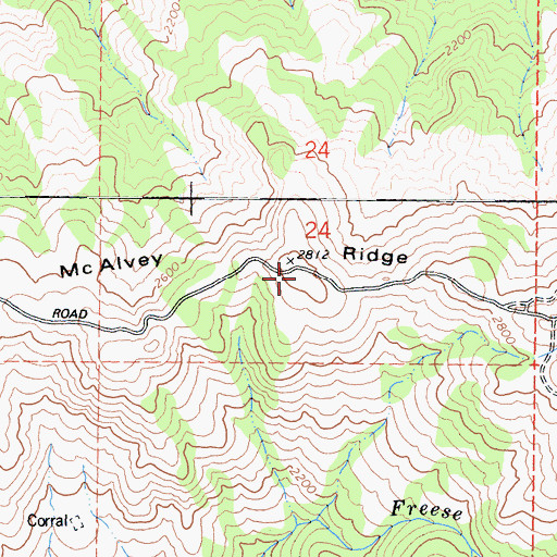 Topographic Map of McAlvey Ridge, CA