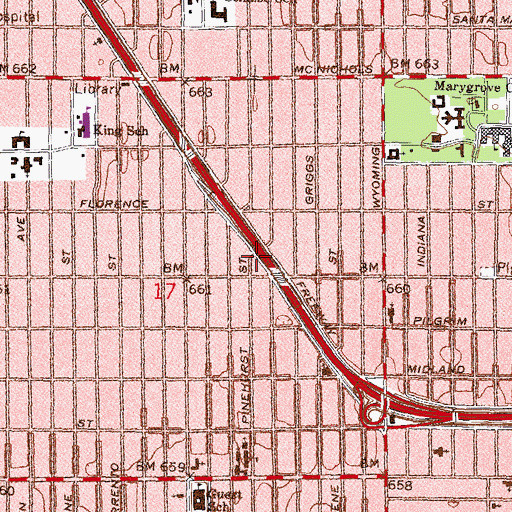 Topographic Map of E T Clark Academy, MI