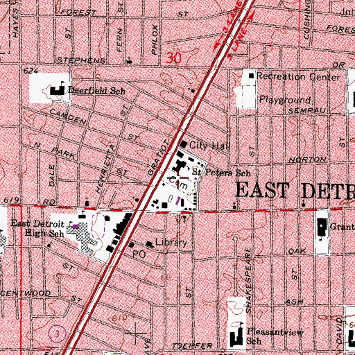 Topographic Map of East Brooke Commons Shopping Center, MI
