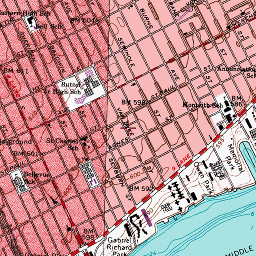 Topographic Map of East Side Central Church of Christ, MI