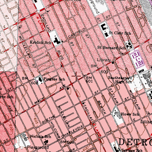 Topographic Map of Eastside Bus Terminal, MI