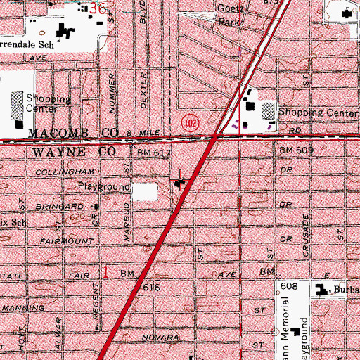 Topographic Map of Eastside Nursery School, MI