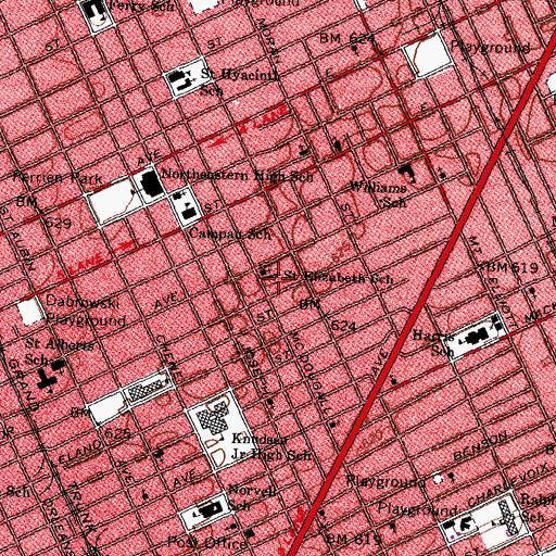 Topographic Map of Eastside Vicariate School, MI